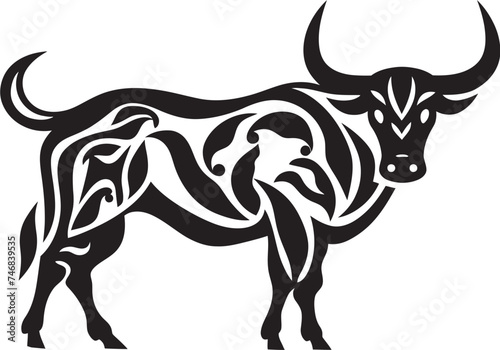 Island Bull Tahitian Inspired Vector Logo Design Pacific Bovine Tahiti Style Bull Icon