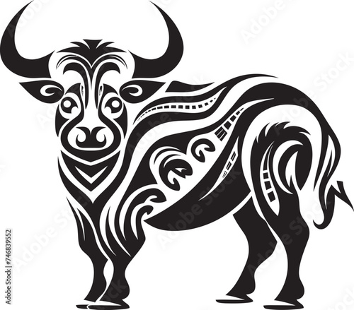 Tropical Taurus Tahiti Style Bull Logo Icon Island Impression Tahitian Bull Vector Symbol