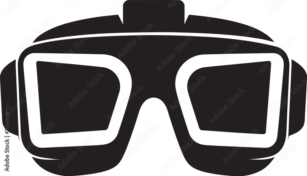 Naklejka premium Reality Revolution Virtual Reality Logo Design Pixel Perception VR Goggles Icon Emblem