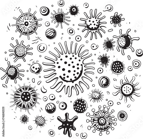 Infectious Innovations Bacteria and Virus Emblem Design Germ Genesis Vector Logo with Virus and Bacteria