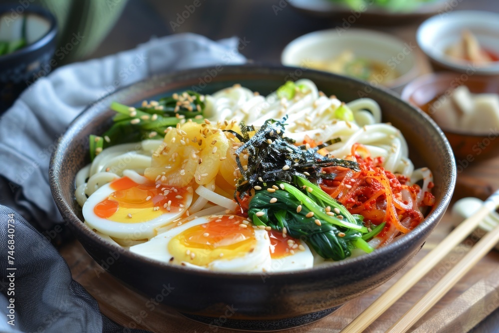 Cold Japanese noodles such as zaru udon or hiyashi udon Cold Japanese noodles such as zaru udon or hiyashi udon
