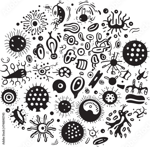Infectious Innovation Virus and Bacteria Design Icon Germ Genesis Vector Logo with Microbes and Pathogens