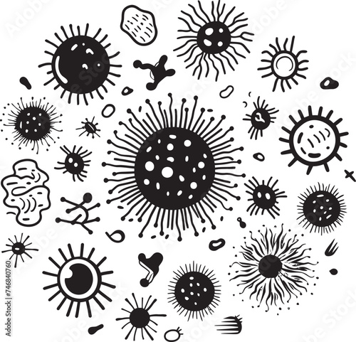 Germ Genesis Vector Logo with Virus and Bacteria Viral Visions Bacteria and Virus Iconic Graphic