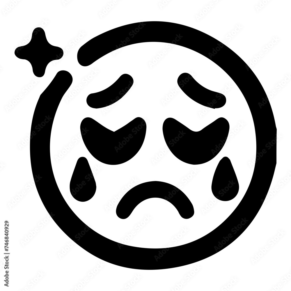 Sad Hand Drawn Smiley Face Emoji Vector Icons for Crafts and Chat Apps