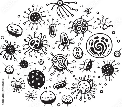Viral Visions Bacteria and Virus Iconic Graphic Pathogenic Patterns Vector Logo Design with Virus and Bacteria