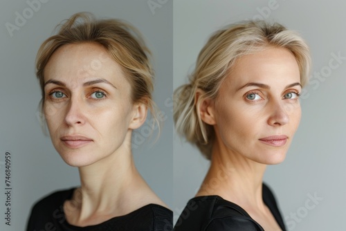 Comparison of beautiful woman s skin before and after treatment revealing the effects of aging and rejuvenation © VolumeThings