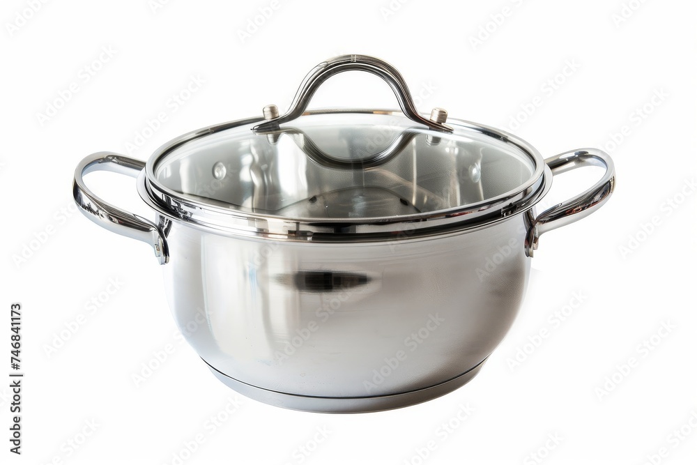 Coverless stainless steel pot Isolated on white Coverless stainless steel pot Isolated on white
