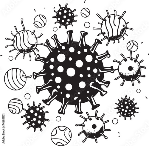 Microbe Melody Bacteria and Virus Design Symbol Microbial Harmony Vector Logo Design with Virus and Bacteria
