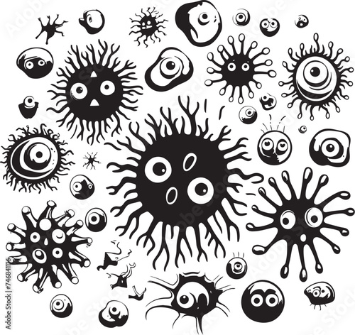 Viral Vector Graphic Design Featuring Virus and Bacteria Germ Genesis Vector Logo with Microbes and Pathogens