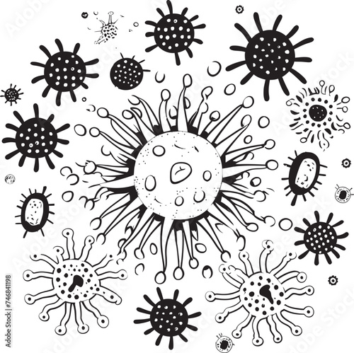Viral Vector Graphic Design Featuring Virus and Bacteria Germ Genesis Vector Logo with Microbes and Pathogens