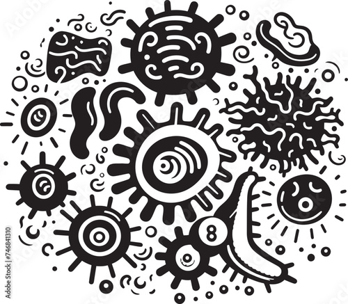 Infectious Innovation Virus and Bacteria Design Icon Germ Genesis Vector Logo with Microbes and Pathogens