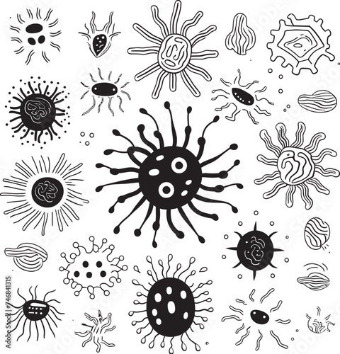 Viral Vectors Bacteria and Virus Emblem in Graphic Design Bacterial Bloom Vector Logo with Pathogens and Microorganisms