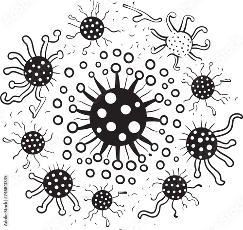 Virulent Vision Virus and Bacteria Iconic Symbol Microbe Magic Vector Logo Design with Bacteria and Virus
