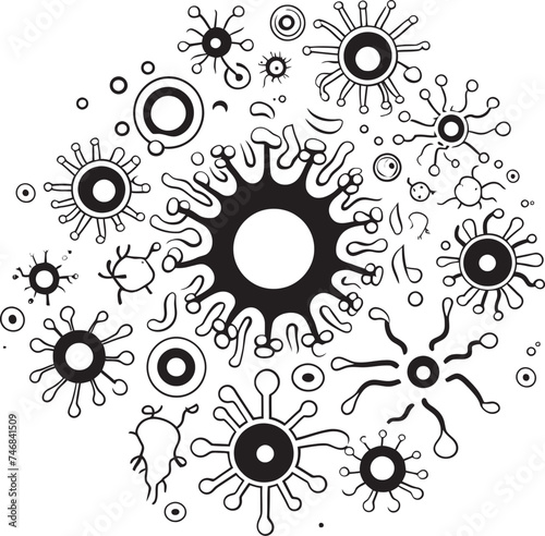 Viral Vectors Bacteria and Virus Emblem in Graphic Design Bacterial Bloom Vector Logo with Pathogens and Microorganisms