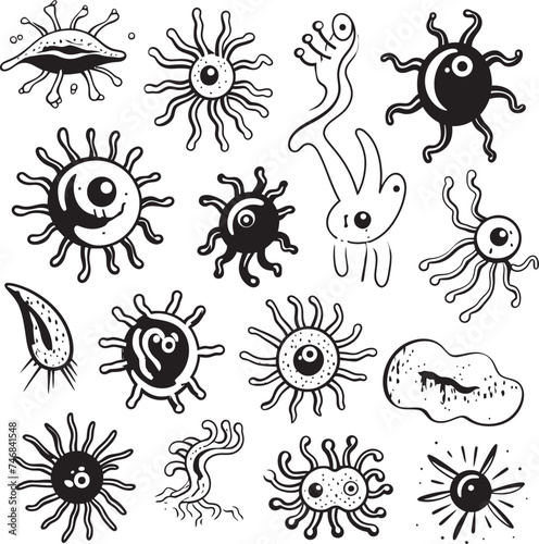 Infectious Innovation Virus and Bacteria Design Icon Germ Genesis Vector Logo with Microbes and Pathogens