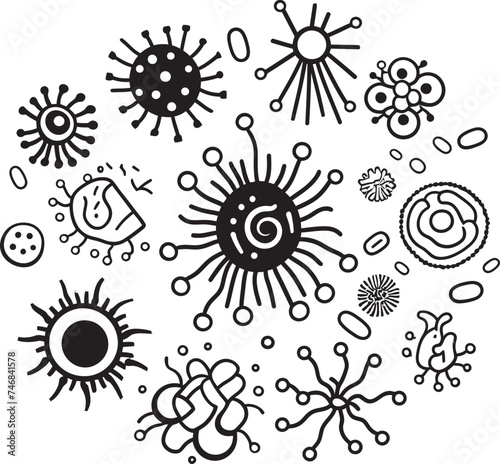 Infectious Innovation Virus and Bacteria Design Icon Germ Genesis Vector Logo with Microbes and Pathogens