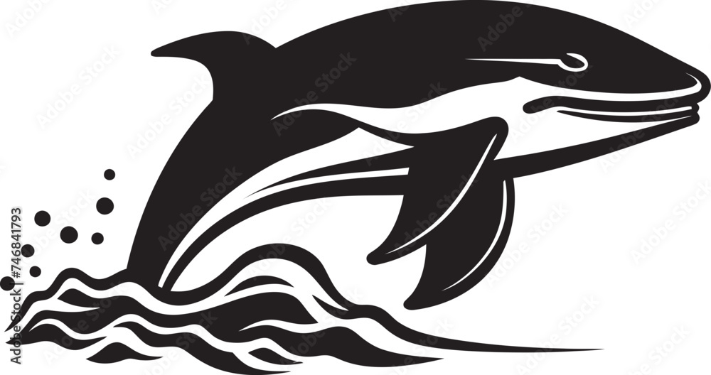 Fototapeta premium Marine Monarch Whale Design Icon Nautical Nobility Vector Logo with a Whale