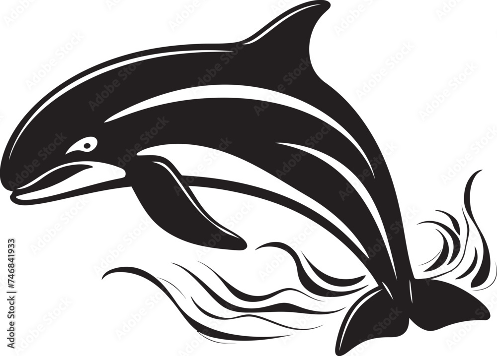 Obraz premium Sea Sovereign Whale Vector Emblem Design Celestial Cetacean Iconic Whale Graphic