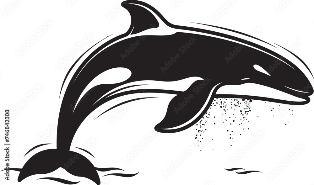 Naklejka premium Cresting Currents Emblematic Whale Design Whalescape Wonder Iconic Logo Graphics