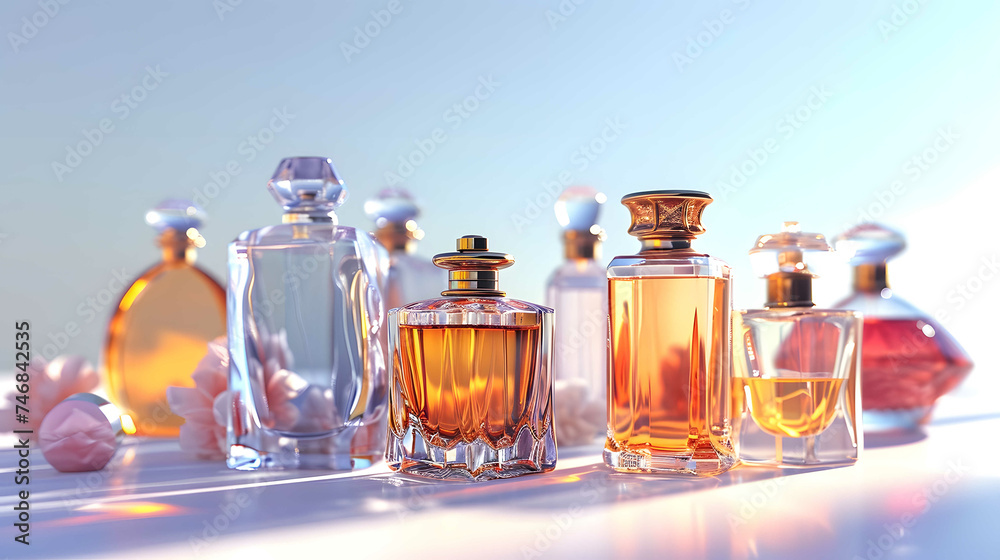 3d rendering of luxury perfume bottle, mockup, minimalist, ultra realistic - obrazy, fototapety, plakaty 