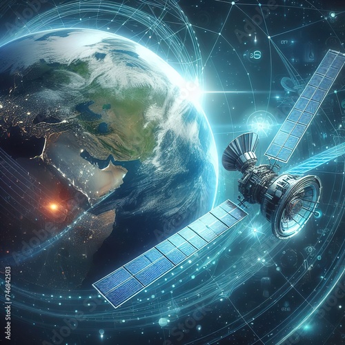 satelite satelites earth communications plante outer space - ai generated