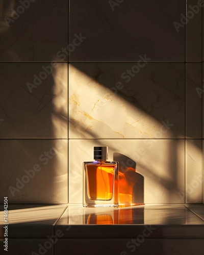 3d rendering of luxury perfume bottle, mockup, minimalist, ultra realistic