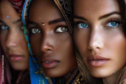 Diverse beauty Caucasian African Asian and Indian women of various ethnicities © VolumeThings