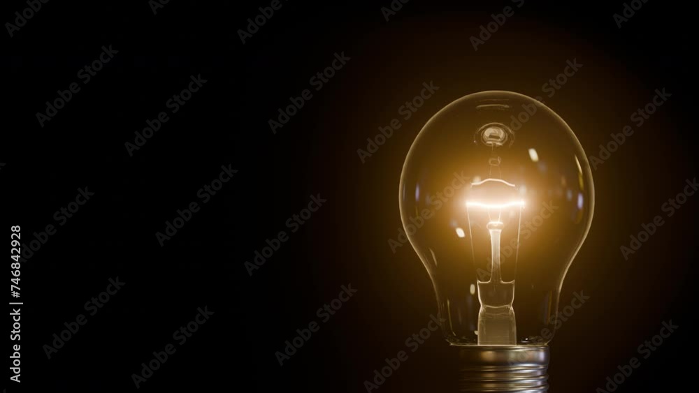 Bulb Light Turn On and Glow. An abstract animation of a bulb light turning on and glowing. Depicting idea, creativity, knowledge and abstract concepts.