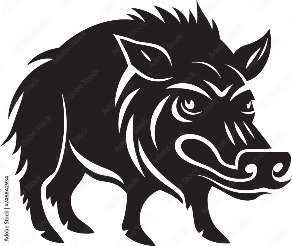 Ferine Force Wild Boar Icon Graphics Untamed Tusk Boar Vector Design
