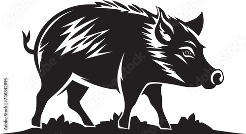 Wrathful Roar Iconic Boar Emblem Graphics Feral Frenzy Wild Boar Vector Icon