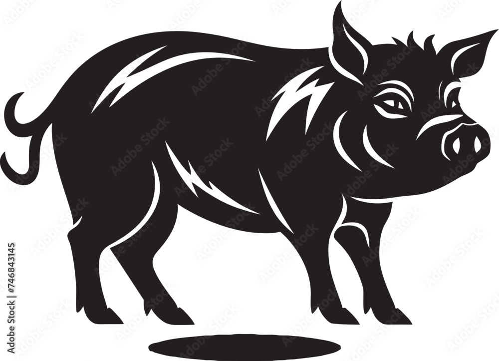 Feral Frenzy Iconic Logo with Wild Boar Tusked Thunder Vector Boar Logo Design