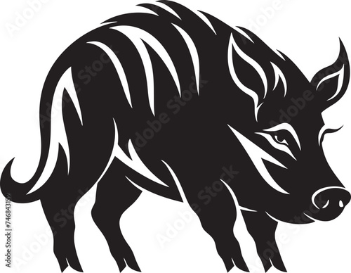 Thunderous Charge Emblematic Logo with Boar Wild Boar Fury Iconic Boar Vector Icon
