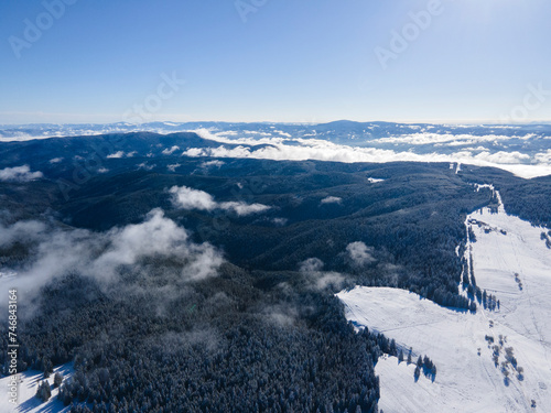 Aerial view of Rila mountain near Belmeken Dam  Bulgaria