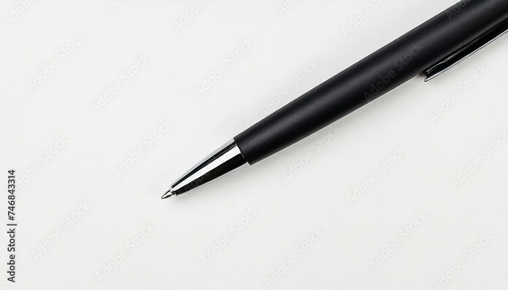 Top view of blank black pen. white background Top view of blank black pen. white background