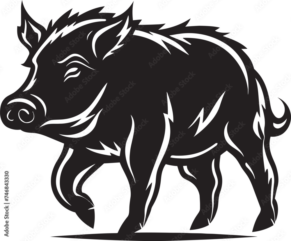 Fototapeta premium Savage Swagger Iconic Boar Emblematic Symbol Primeval Fury Wild Boar Vector Emblem