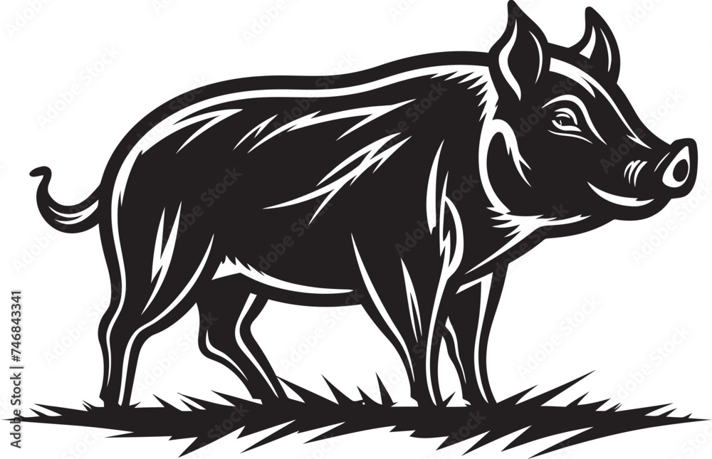 Tribal Tusks Iconic Boar Symbol Wrathful Roar Wild Boar Vector Icon