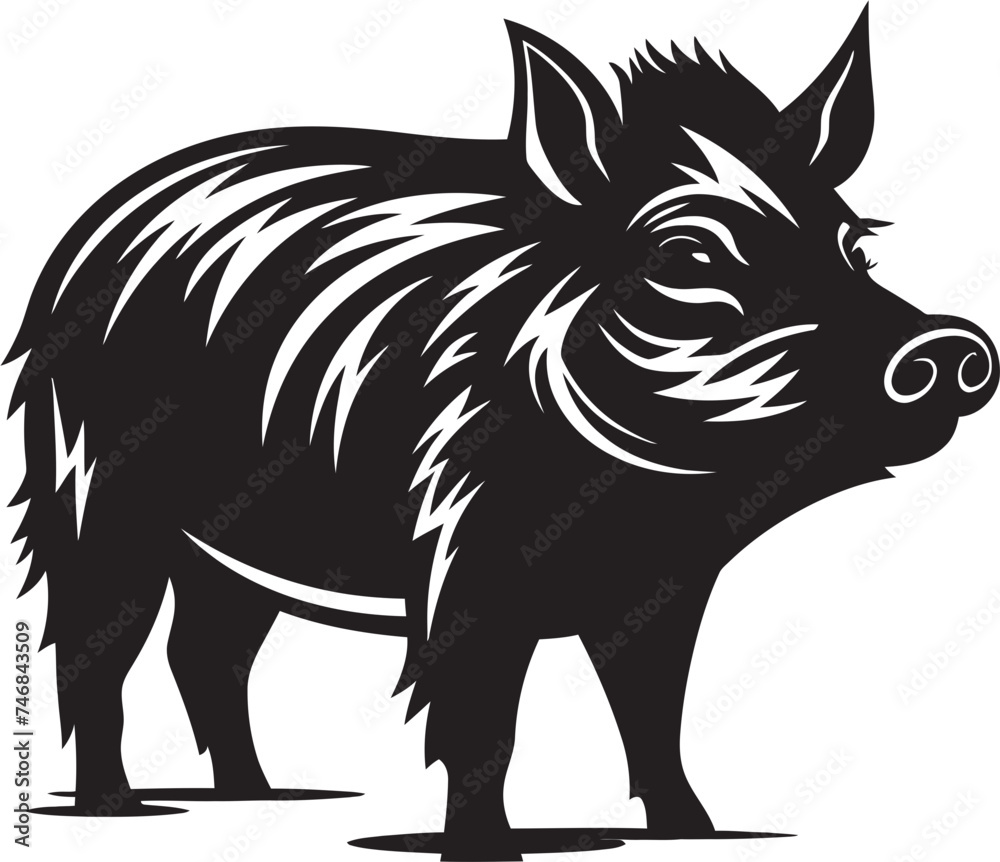 Tusked Titan Iconic Logo with Wild Boar Snorting Fury Vector Boar Emblem Tusked Titan Iconic Logo with Wild Boar Snorting Fury Vector Boar Emblem