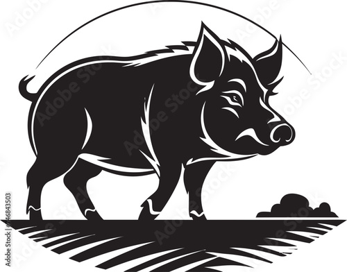 Snorting Sovereign Wild Boar Icon Symbol Thunderous Tusks Iconic Logo with Wild Boar