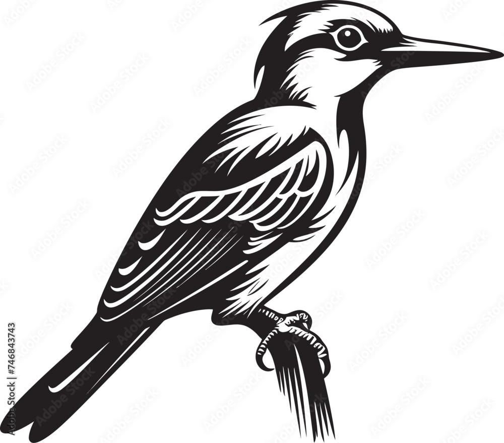 Naklejka premium Plumage Percussion Woodpecker Emblematic Graphics Pecking Prowess Vector Woodpecker Icon Design