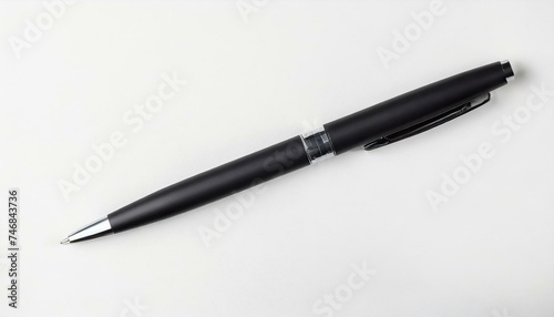 Top view of blank black pen. white background