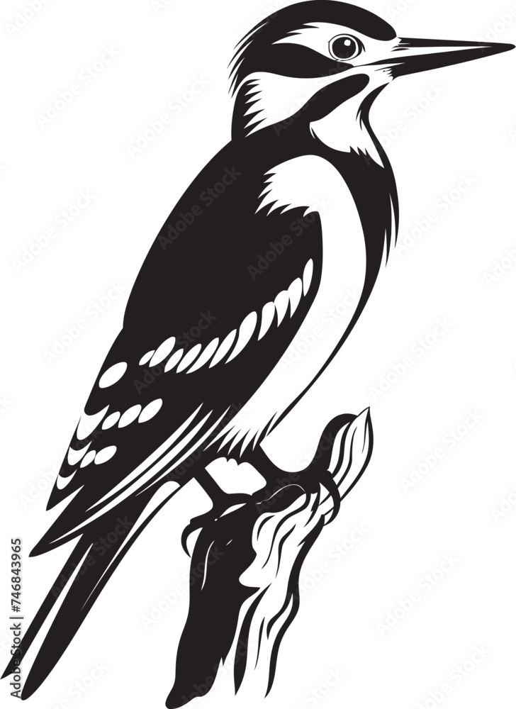 Obraz premium Beak Beat Vector Logo with Woodpecker Icon Primal Peck Iconic Woodpecker Emblem Graphics