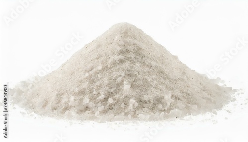 Pile of white silica sand isolated clipping path white background