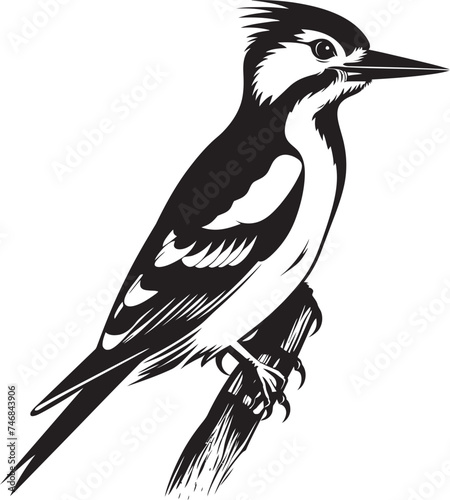 Crested Carver Iconic Woodpecker Emblem Design Perky Pecker Woodpecker Symbol Emblem