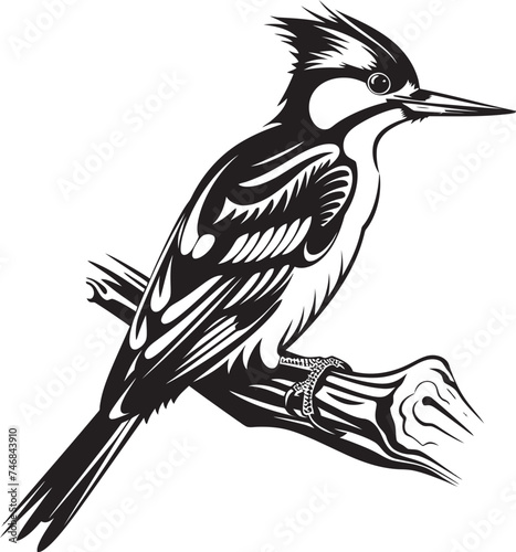 Serrated Symphony Vector Woodpecker Emblem Design Crested Carver Iconic Woodpecker Emblem Design