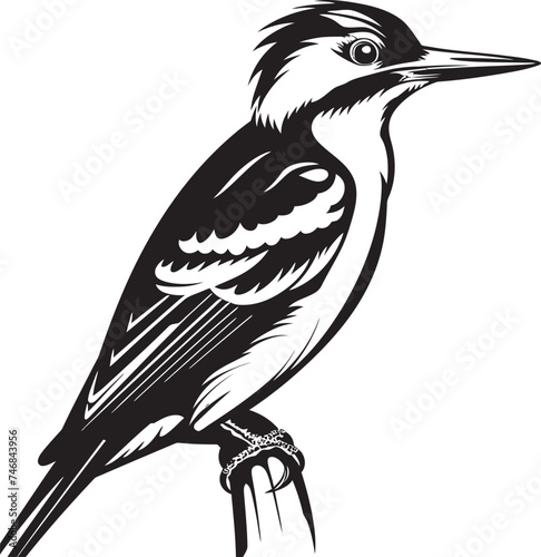 Serrated Symphony Woodpecker Symbol Emblem Crested Carver Iconic Logo with Woodpecker Symbol