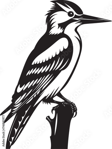 Crested Carver Iconic Logo with Woodpecker Symbol Perky Pecker Vector Woodpecker Emblem
