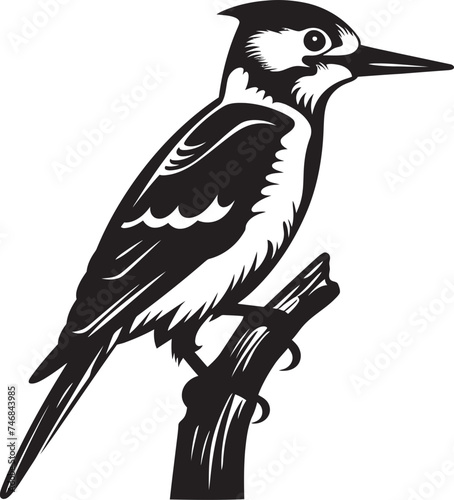 Beak Beat Vector Logo with Woodpecker Icon Crested Carver Iconic Woodpecker Emblematic Design