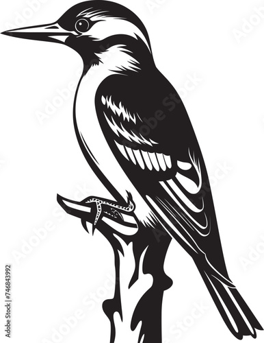Timber Tap Vector Logo with Woodpecker Symbol Plumage Percussion Iconic Woodpecker Emblem Design