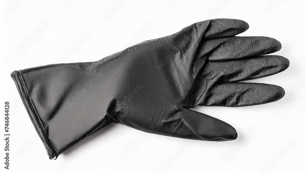 Black empty nitrile protective glove isolated clipping path white background Black empty nitrile protective glove isolated clipping path white background