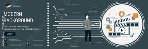 Digital technology banner vector design template. Video production concept